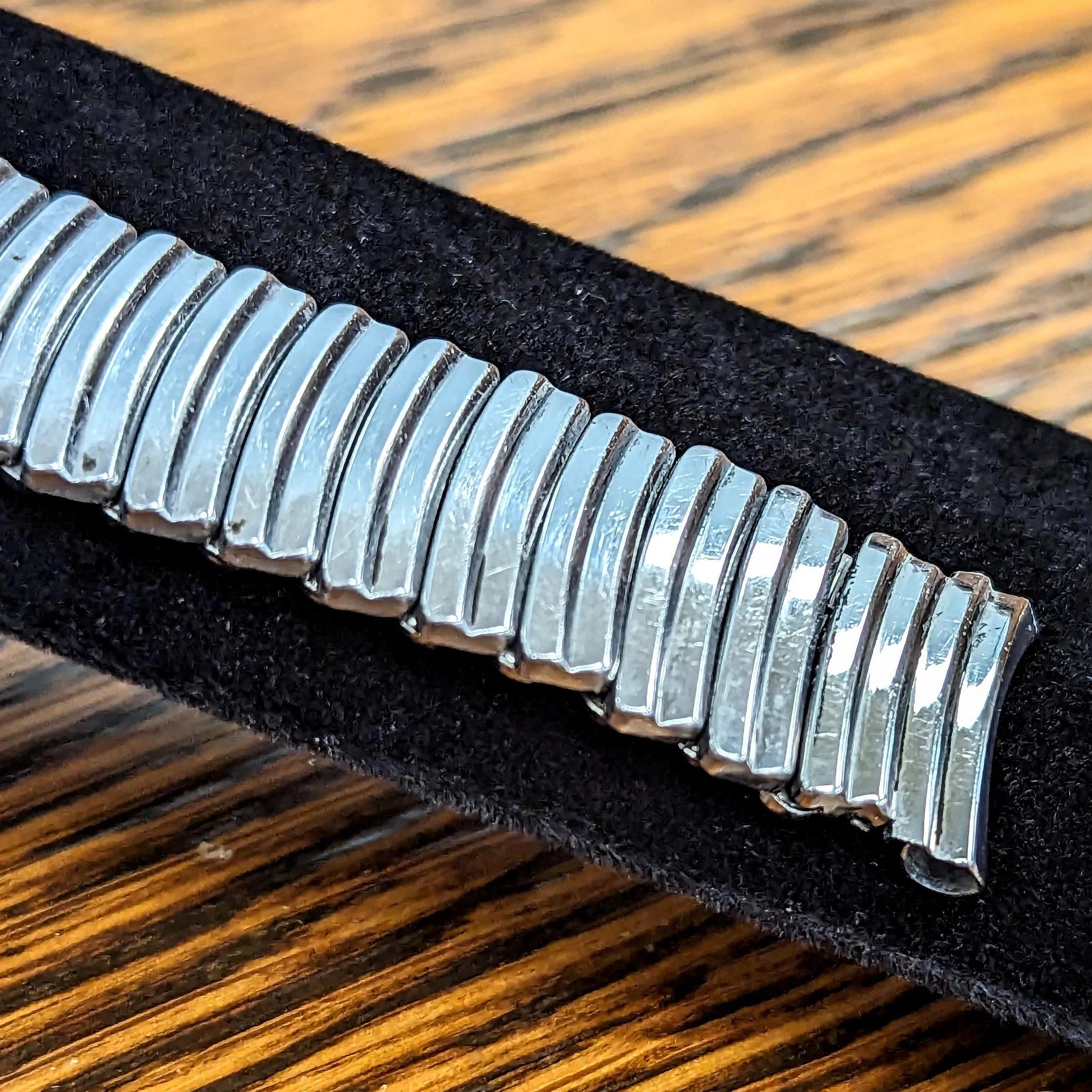 Vintage JB CHAMPION U.S.A. 17mm Watch Bracelet Center Scissor Expansion Band ALL Stainless-Steel