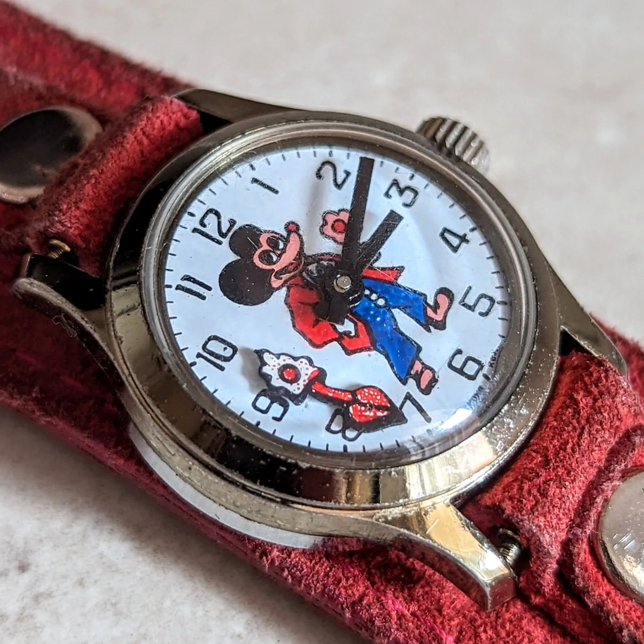 Vintage Mickey Mouse Wristwatch by Remex LTD 1 Jewel Mechanical Animated Watch