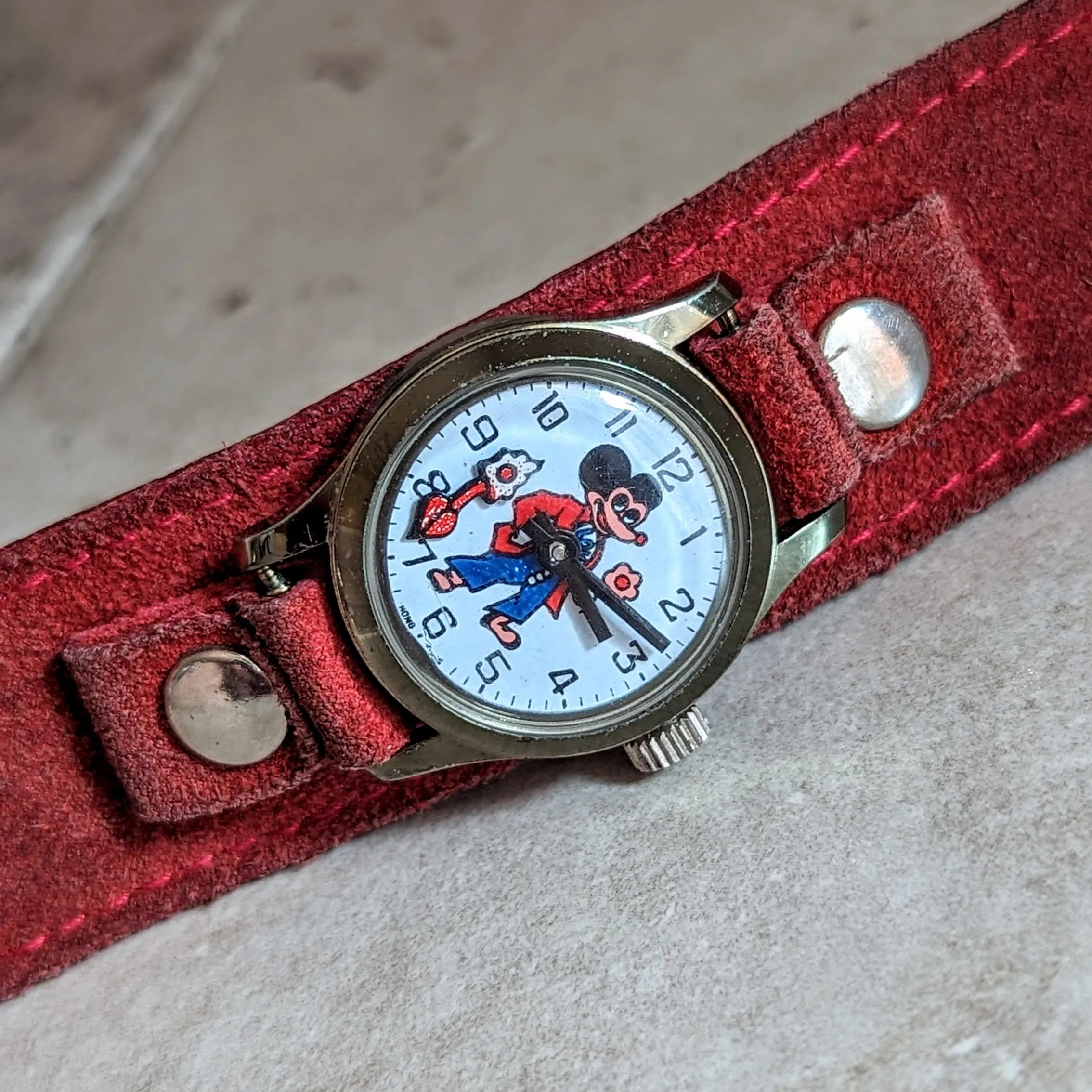 Vintage Mickey Mouse Wristwatch by Remex LTD 1 Jewel Mechanical Animated Watch