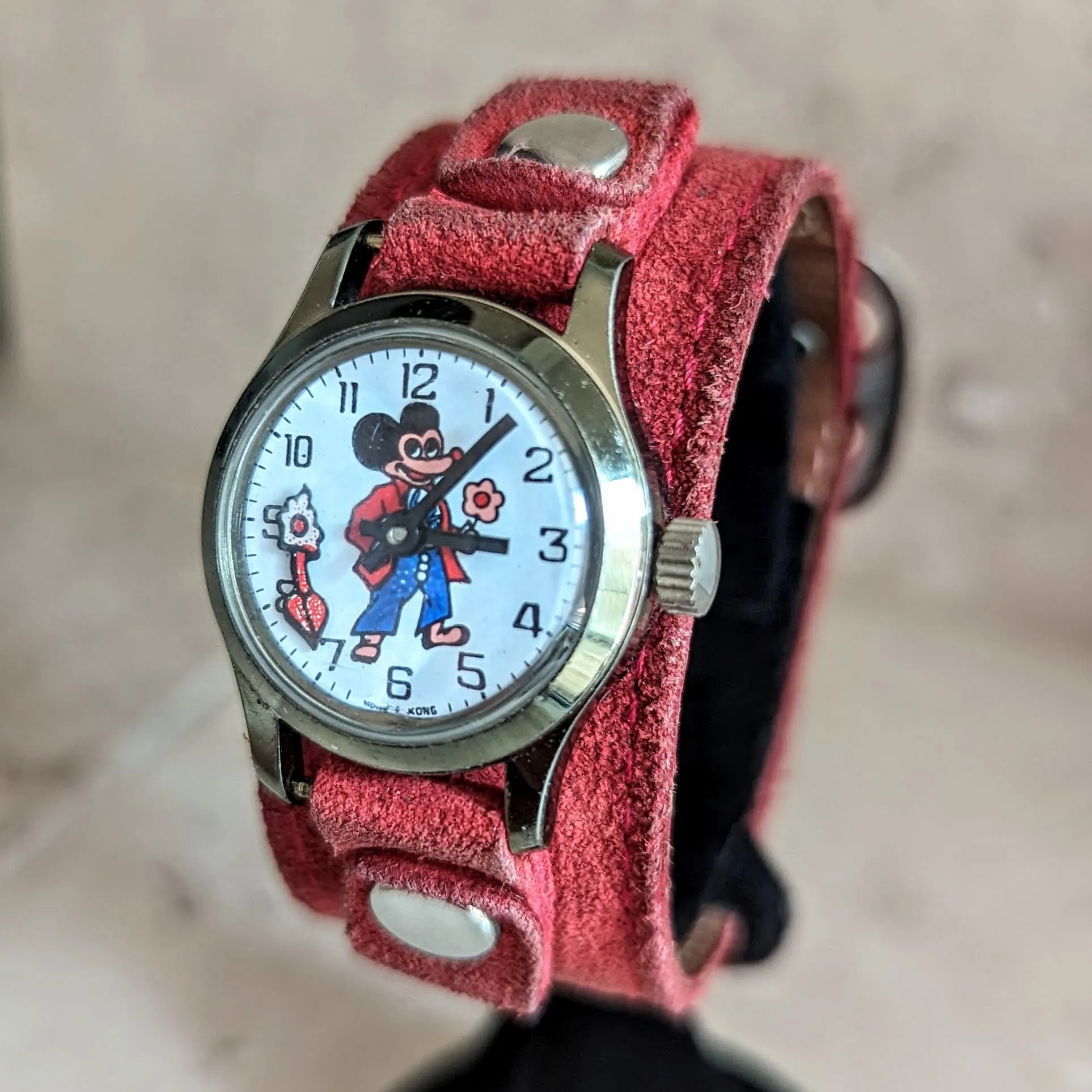 Vintage Mickey Mouse Wristwatch by Remex LTD 1 Jewel Mechanical Animated Watch