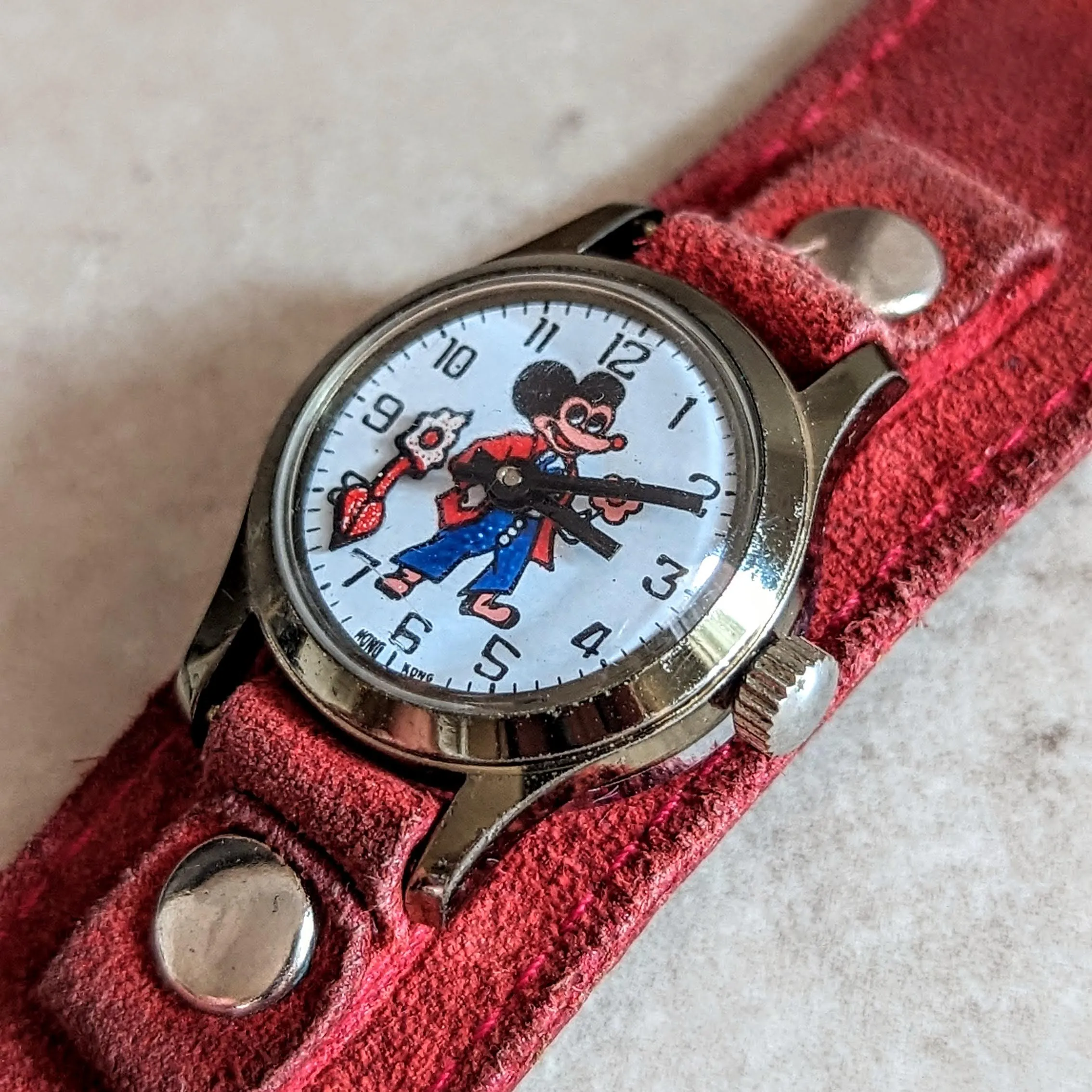 Vintage Mickey Mouse Wristwatch by Remex LTD 1 Jewel Mechanical Animated Watch