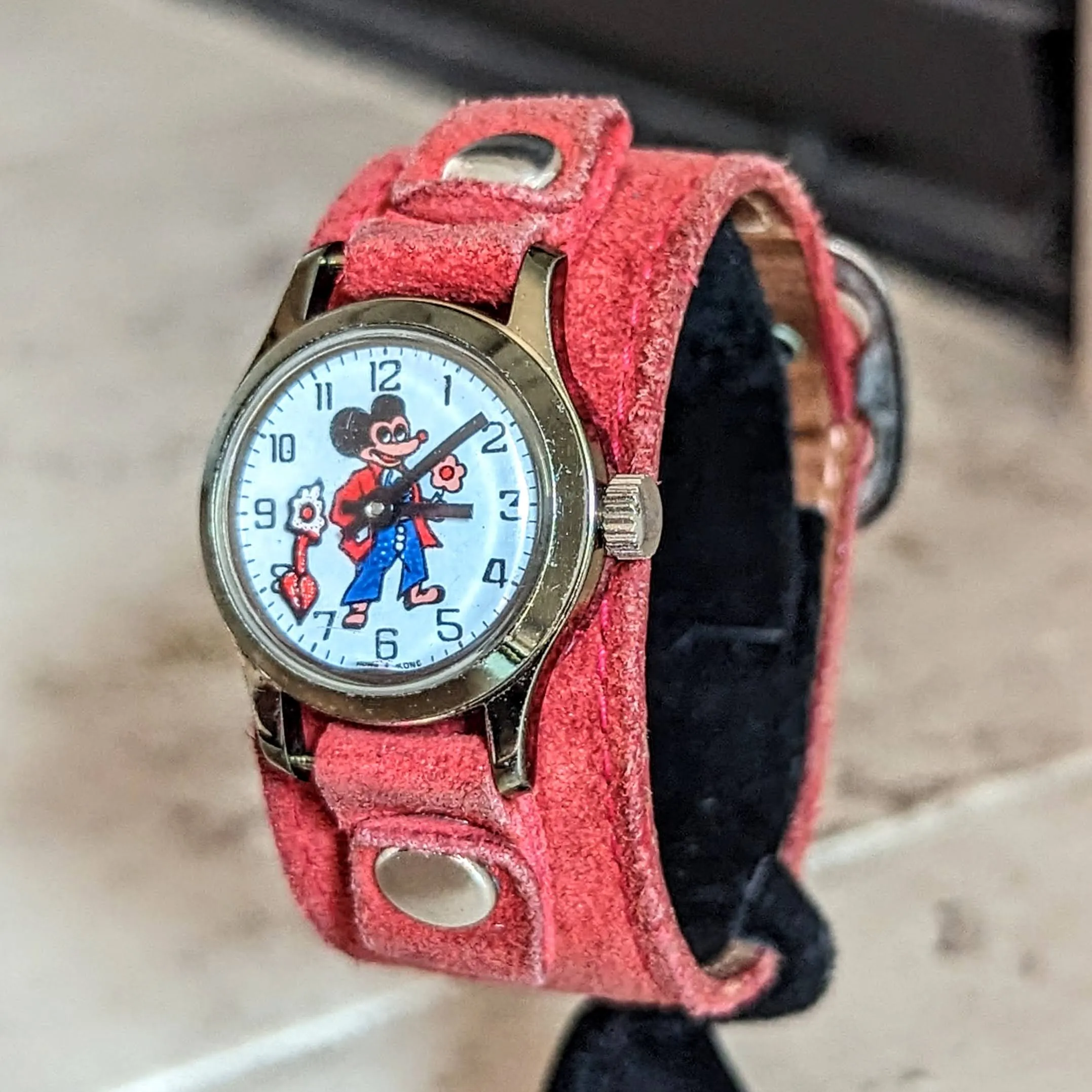 Vintage Mickey Mouse Wristwatch by Remex LTD 1 Jewel Mechanical Animated Watch