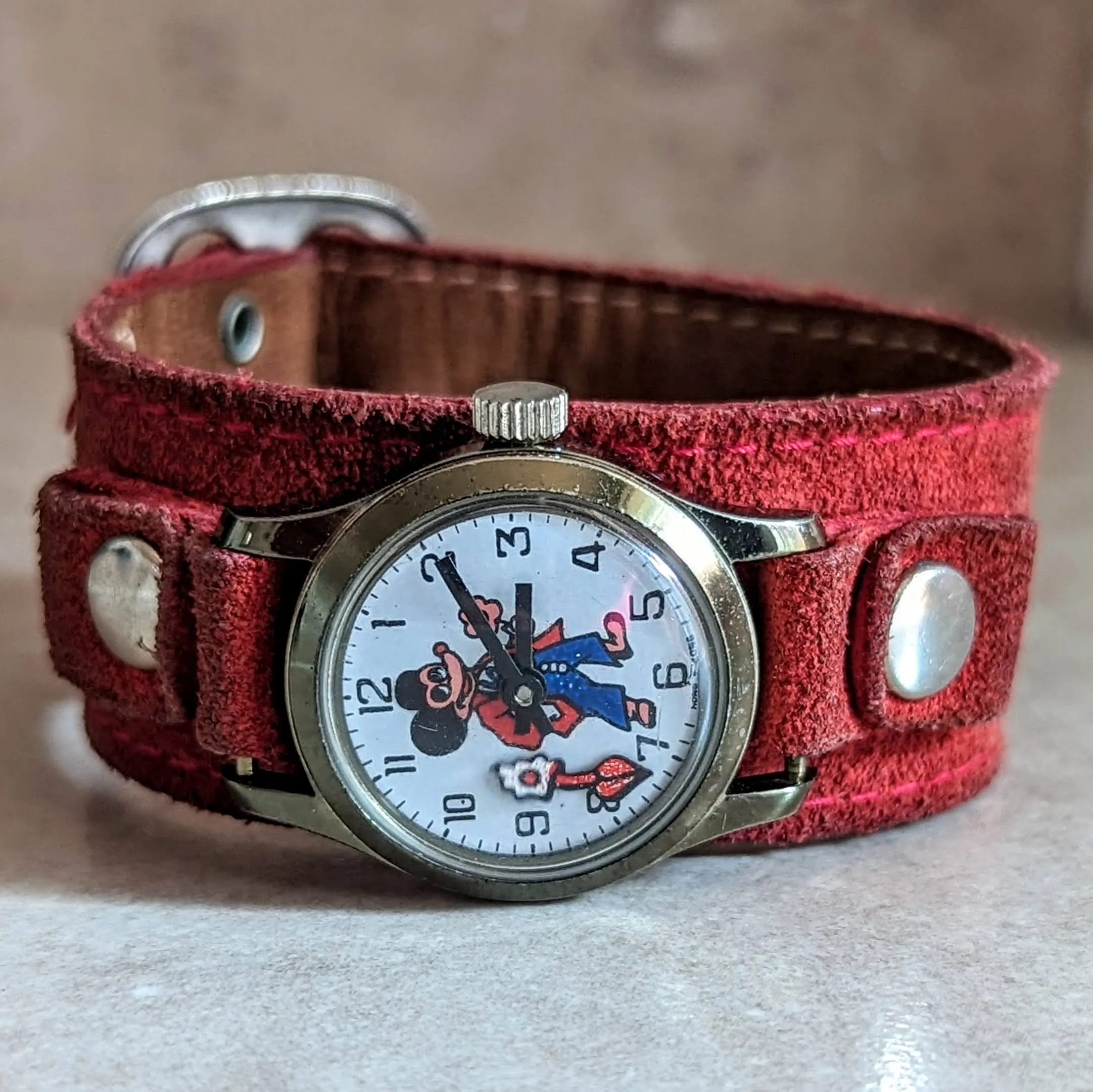 Vintage Mickey Mouse Wristwatch by Remex LTD 1 Jewel Mechanical Animated Watch