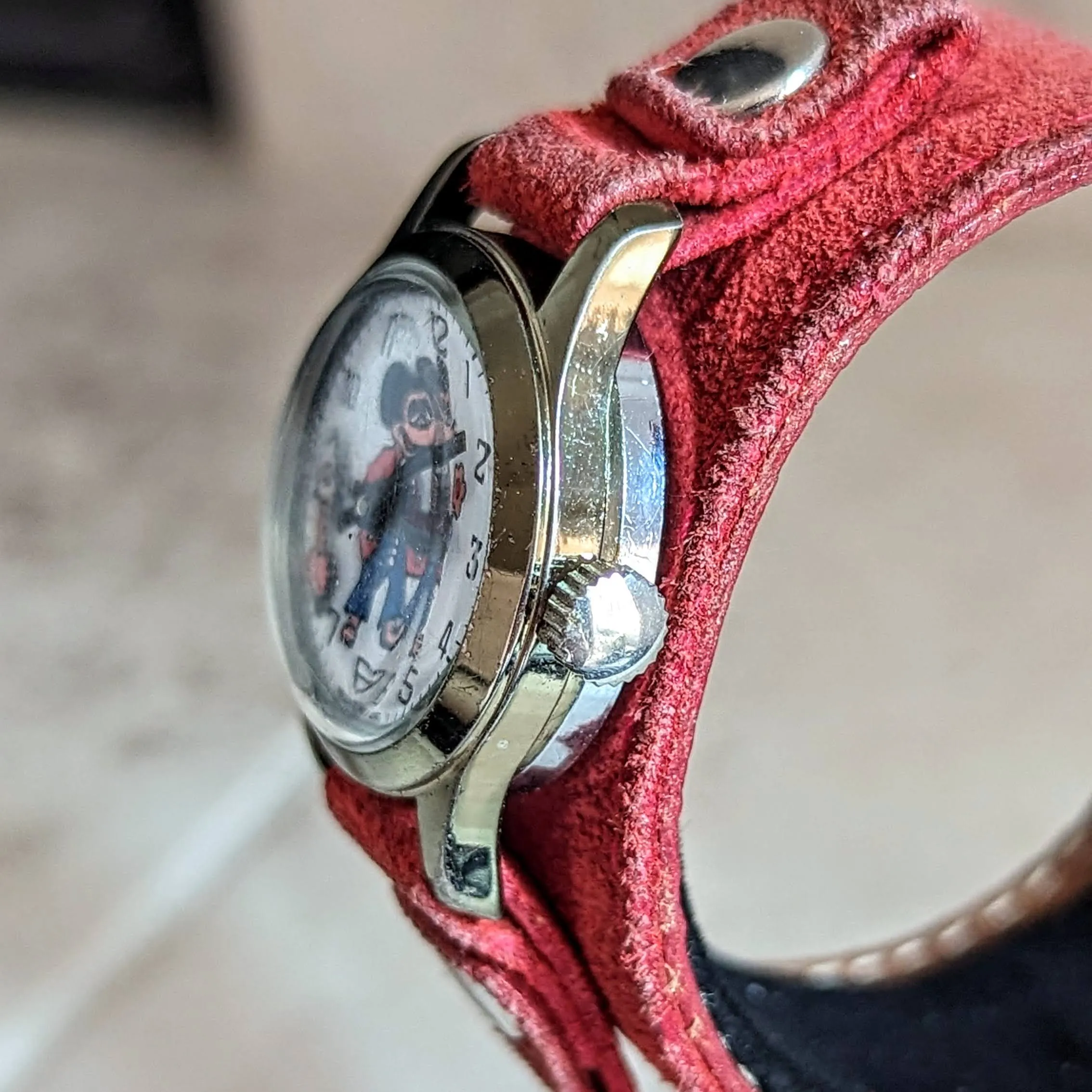 Vintage Mickey Mouse Wristwatch by Remex LTD 1 Jewel Mechanical Animated Watch