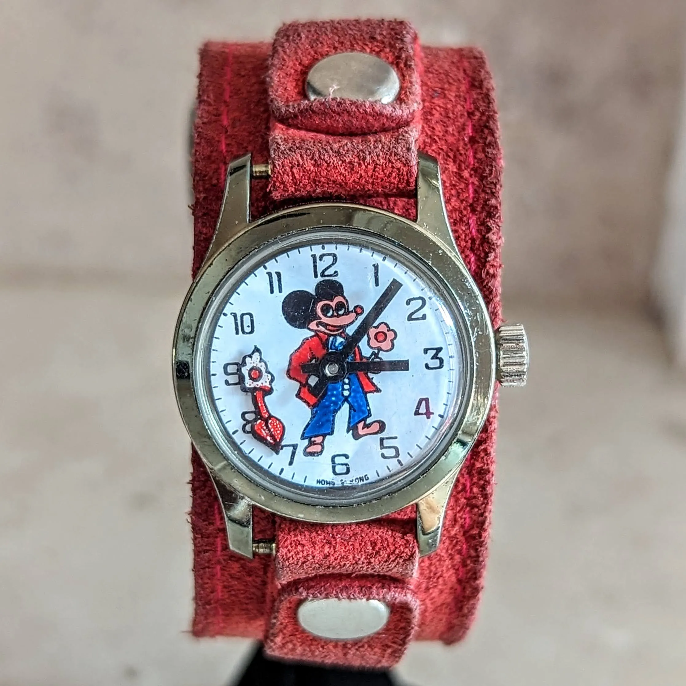 Vintage Mickey Mouse Wristwatch by Remex LTD 1 Jewel Mechanical Animated Watch