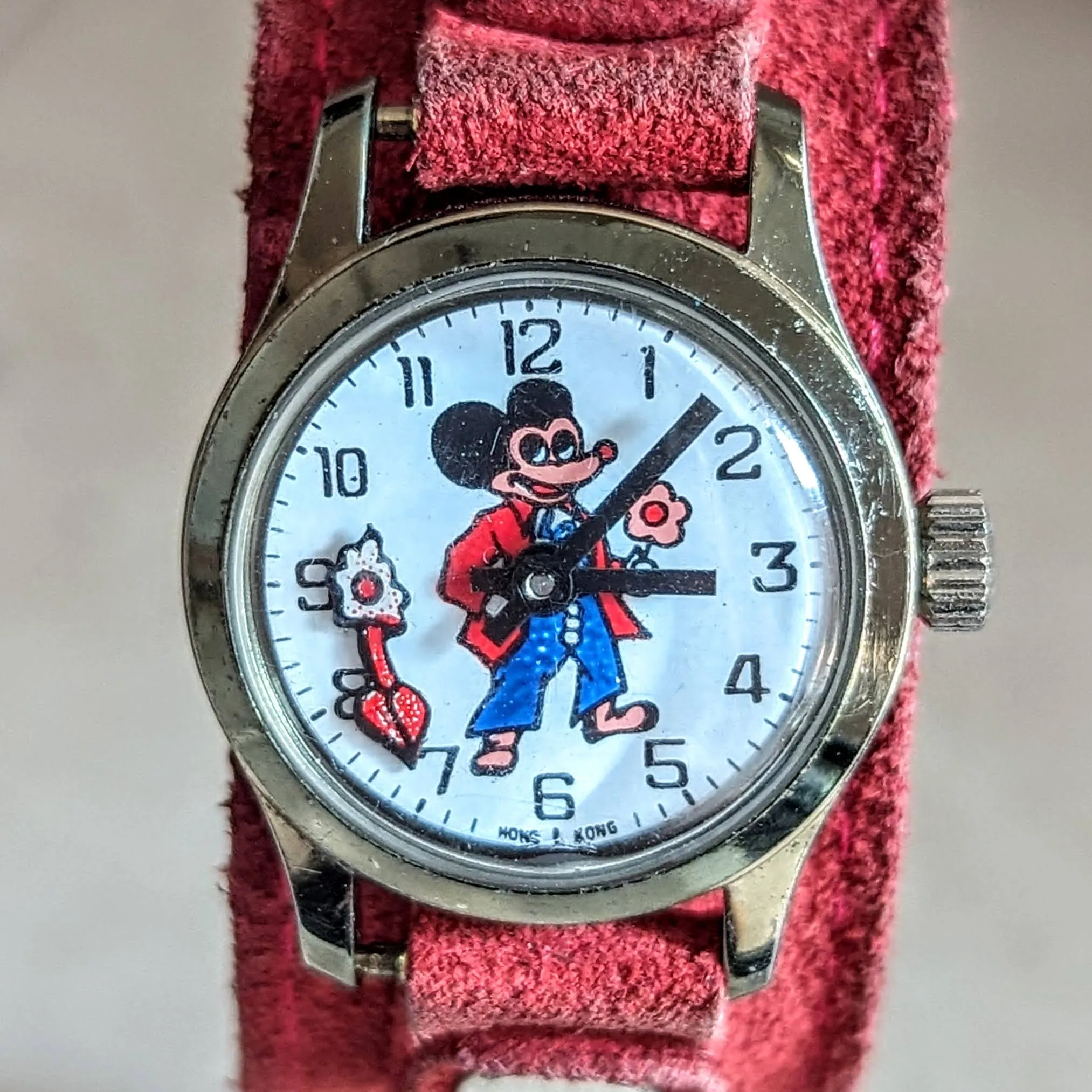 Vintage Mickey Mouse Wristwatch by Remex LTD 1 Jewel Mechanical Animated Watch