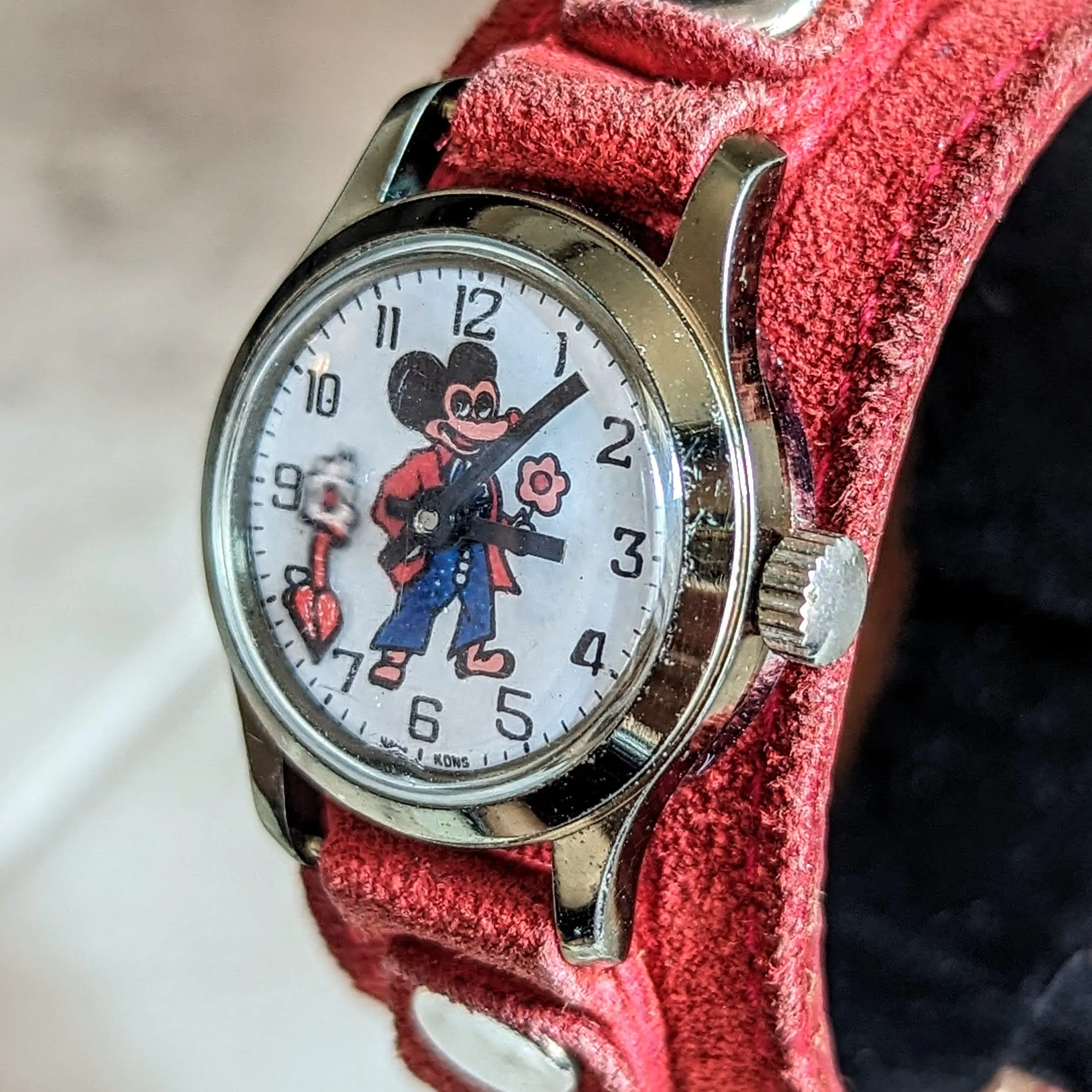 Vintage Mickey Mouse Wristwatch by Remex LTD 1 Jewel Mechanical Animated Watch