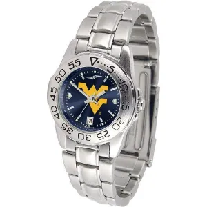 West Virginia Mountaineers Ladies AnoChrome  Steel Band Sports Watch