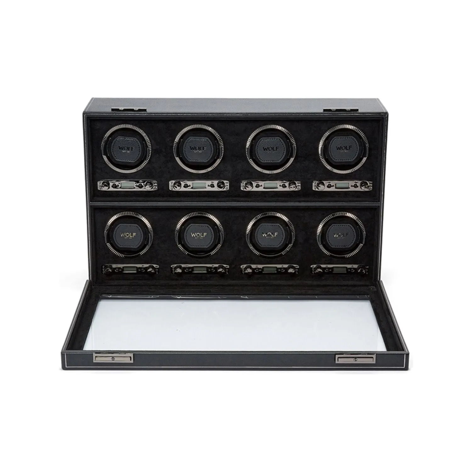Wolf British Racing 8 Piece Watch Winder Black