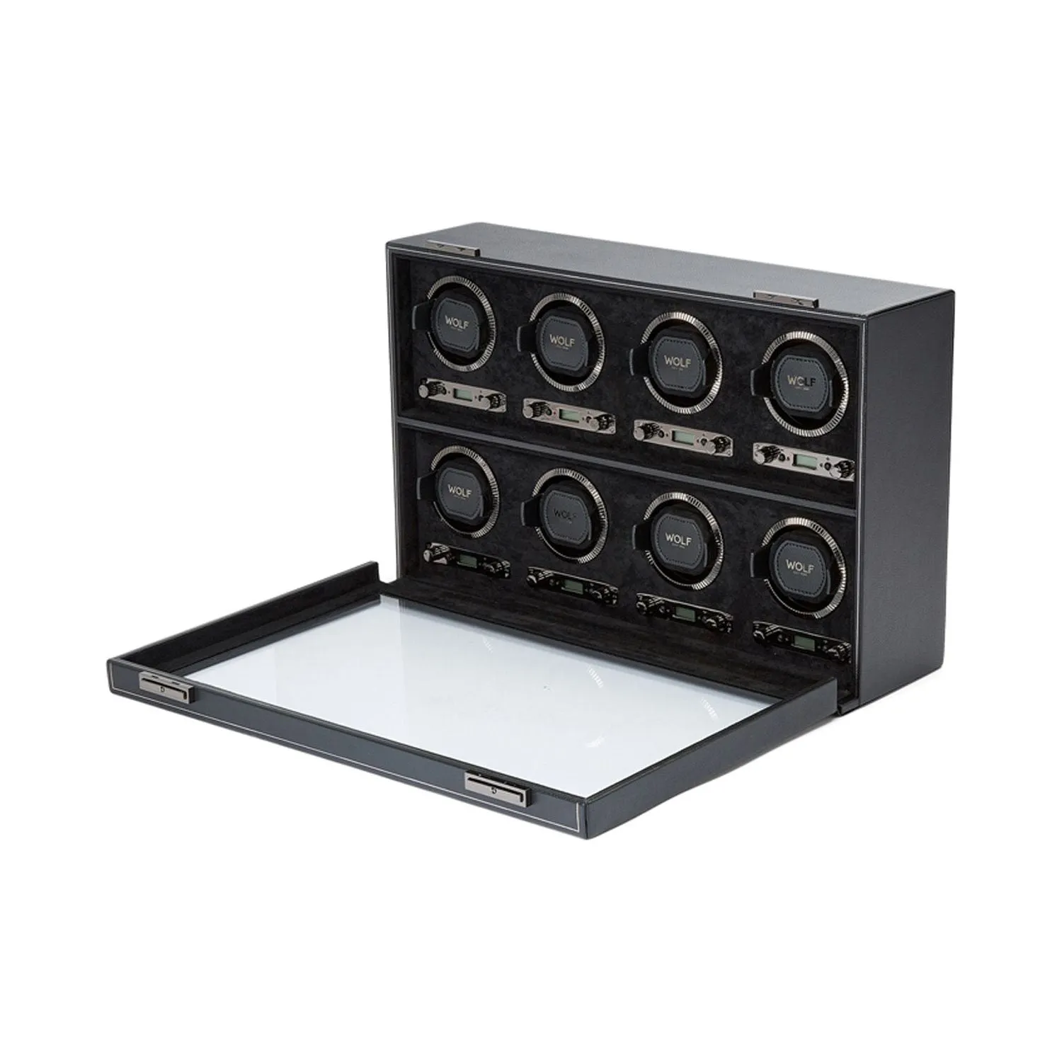 Wolf British Racing 8 Piece Watch Winder Black